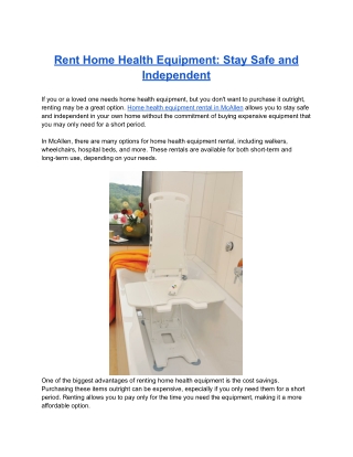 Rent Home Health Equipment: Stay Safe and Independent