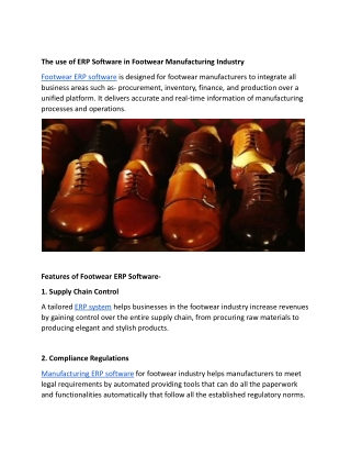 The use of ERP Software in Footwear Manufacturing Industry