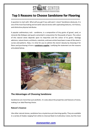 Top 5 Reasons to Choose Sandstone for Flooring