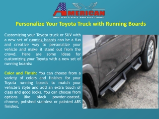 Personalize Your Toyota Truck with Running Boards