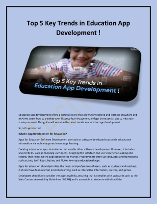 Top 5 Key Trends in Education App Development