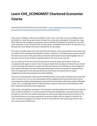 Learn CHE_ECONOMIST Chartered Economist Practice Course