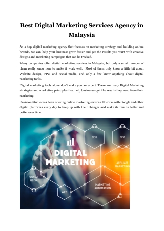 Best Digital Marketing Services Agency in Malaysia
