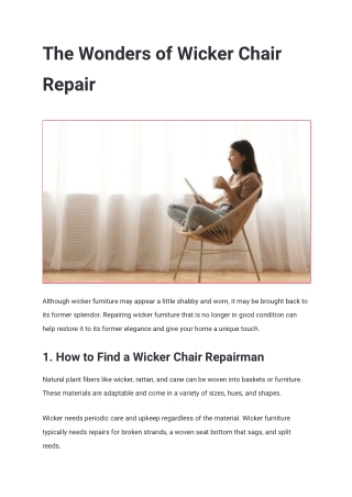 The Wonders of Wicker Chair Repair