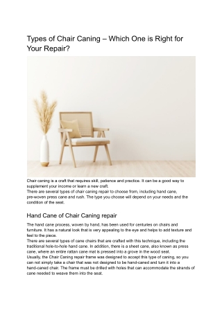 Types of Chair Caning – Which One is Right for Your Repair