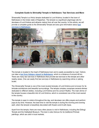 Complete Guide to Shreenathji Temple in Nathdwara_ Taxi Services and More