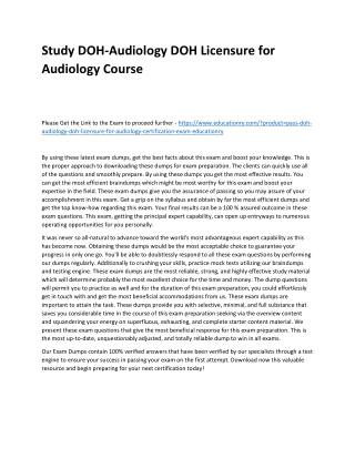 Study DOH-Audiology DOH Licensure for Audiology Practice Course