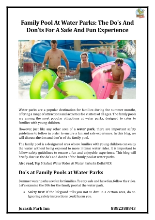 Family Pool At Water Parks The Do's And Don'ts For A Safe And Fun Experience