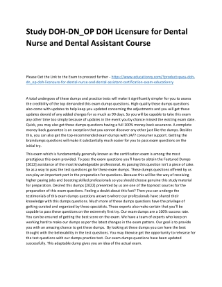 Study DOH-DN_OP DOH Licensure for Dental Nurse and Dental Assistant Practice Cou