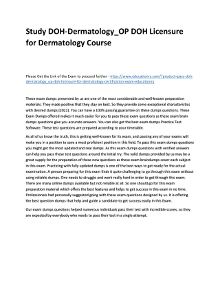 Study DOH-Dermatology_OP DOH Licensure for Dermatology Practice Course