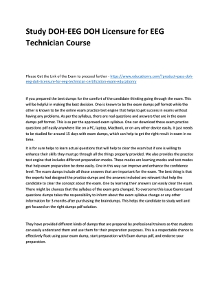 Study DOH-EEG DOH Licensure for EEG Technician Practice Course