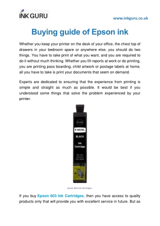Buying guide of Epson ink