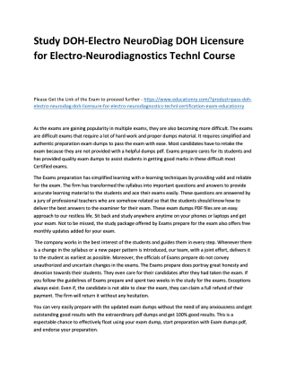 Study DOH-Electro NeuroDiag DOH Licensure for Electro-Neurodiagnostics Technl Pr