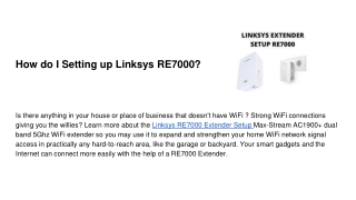 How do I Setting up Linksys RE7000