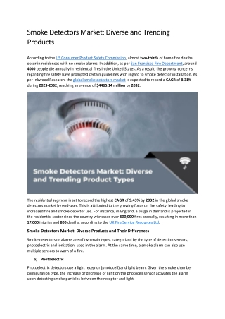 Smoke Detectors Market: Diverse and Trending Product Types