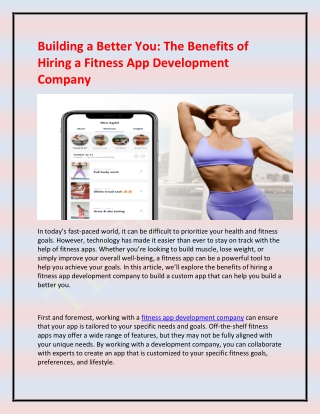 Building a Better You The Benefits of Hiring a Fitness App Development Company