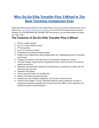 Why Go-Go Elite Traveller Plus 3-Wheel Is The Best Traveling Companion Ever