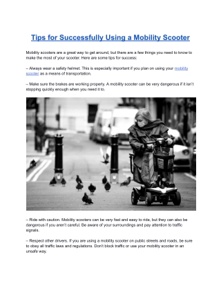 Tips for Successfully Using a Mobility Scooter