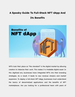 Full-Stack NFT dApp And Its Benefits  - Blockchain Firm