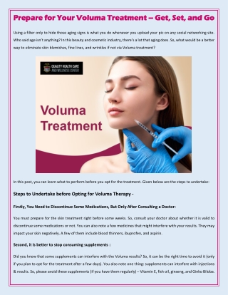 Prepare for Your Voluma Treatment – Get, Set, and Go