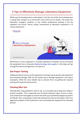 5 Tips to Effectively Manage Laboratory Equipment