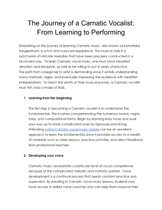 The Journey of a Carnatic Vocalist: From Learning to Performing