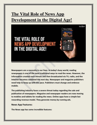 The Vital Role of News App Development in the Digital Age