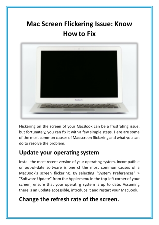 Mac Screen Flickering Issue: Know How to Fix