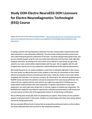 Study DOH-Electro NeuroEEG DOH Licensure for Electro-Neurodiagnostics Technologi