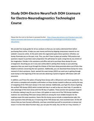 Study DOH-Electro NeuroTech DOH Licensure for Electro-Neurodiagnostics Technolog