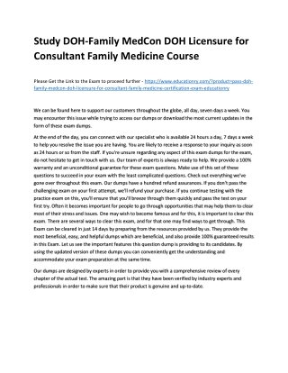 Study DOH-Family MedCon DOH Licensure for Consultant Family Medicine Practice Co