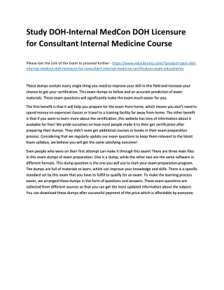 Study DOH-Internal MedCon DOH Licensure for Consultant Internal Medicine Practic