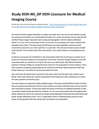 Study DOH-MI_OP DOH Licensure for Medical Imaging Practice Course