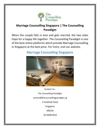 Marriage Counselling Singapore  The Counselling Paradigm