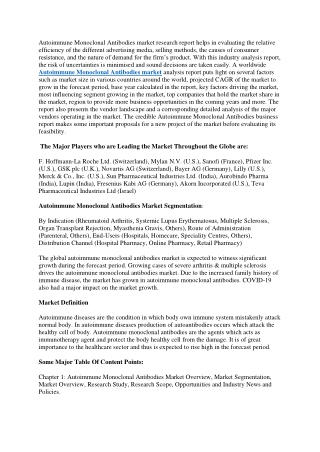 Autoimmune Monoclonal Antibodies Market