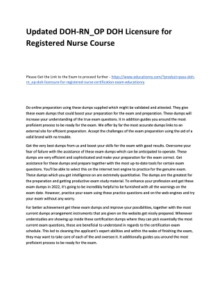 Updated DOH-RN_OP DOH Licensure for Registered Nurse Practice Course