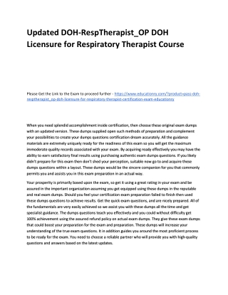 Updated DOH-RespTherapist_OP DOH Licensure for Respiratory Therapist Practice Co