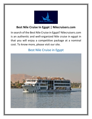 Best Nile Cruise In Egypt  Nilecruisers.com