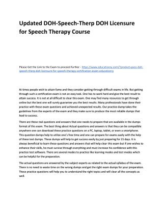 Updated DOH-Speech-Therp DOH Licensure for Speech Therapy Practice Course