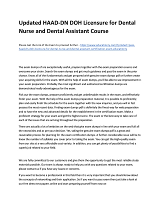 Updated HAAD-DN DOH Licensure for Dental Nurse and Dental Assistant Practice Cou