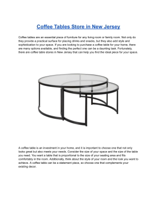 Coffee Tables Store in New Jersey