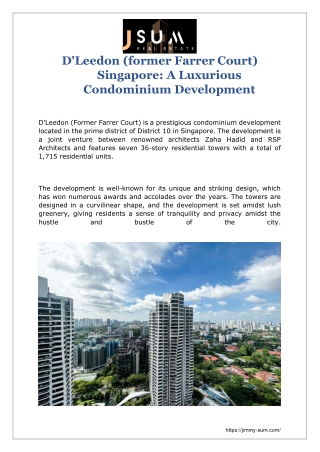 D'Leedon Singapore A Luxurious Condominium Development