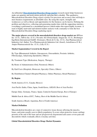Musculoskeletal Disorders Drugs Market