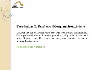 Foundations To Subfloors  Morganandsonscivils.ie
