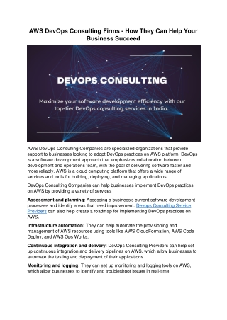 AWS DevOps Consulting Firms in India