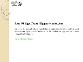 Rate Of Eggs Today  Eggsratetoday.com