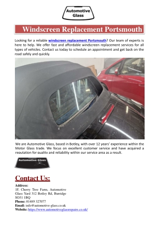 Windscreen Replacement Portsmouth