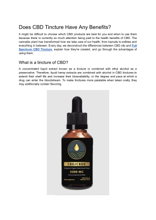 Does CBD Tincture Have Any Benefits_