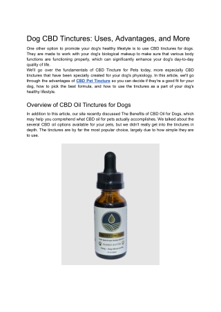 Dog CBD Tinctures_ Uses, Advantages, and More