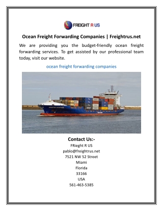 Ocean Freight Forwarding Companies Freightrus.net
